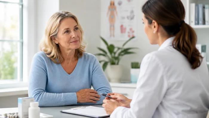 Women discussing health medication options